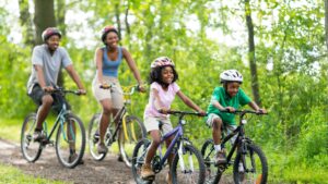 Family of 4 biking