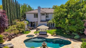View of the Backyard Oasis of a home in El Dorado Hills, Large pool